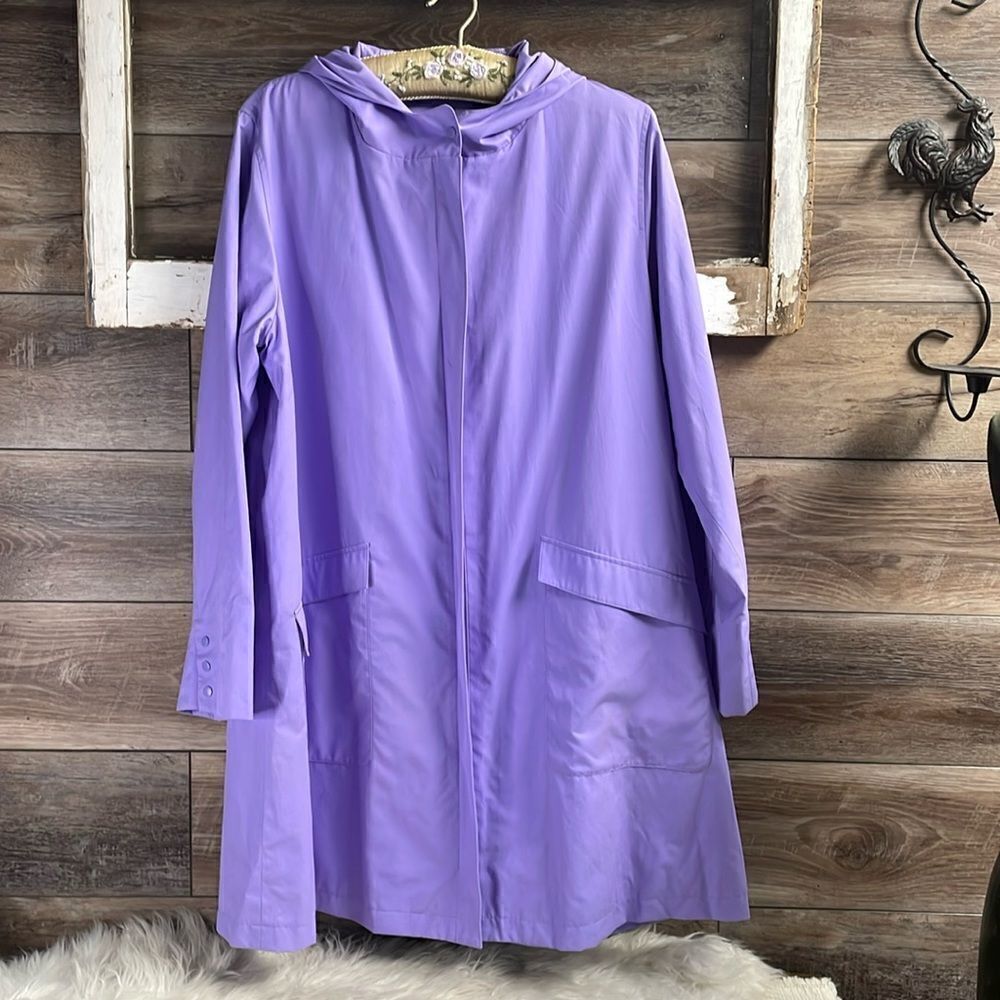 Sanyo New York Ladies Lavender Hooded Water Repellent Coat , Size Large, Vintage